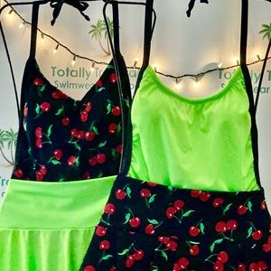 Stylish, flip skirt swimsuit cover-up, cherry pattern🍒